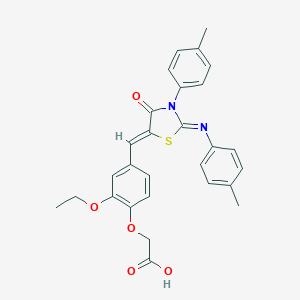 molecular formula C28H26N2O5S B308591 [2-Ethoxy-4-({3-(4-methylphenyl)-2-[(4-methylphenyl)imino]-4-oxo-1,3-thiazolidin-5-ylidene}methyl)phenoxy]acetic acid 