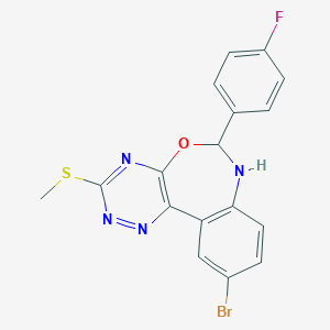 molecular formula C17H12BrFN4OS B308592 10-Bromo-6-(4-fluorophenyl)-6,7-dihydro[1,2,4]triazino[5,6-d][3,1]benzoxazepin-3-ylmethylsulfide 