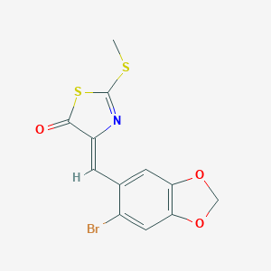 molecular formula C12H8BrNO3S2 B308596 4-[(6-bromo-1,3-benzodioxol-5-yl)methylene]-2-(methylthio)-1,3-thiazol-5(4H)-one 