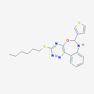 molecular formula C20H22N4OS2 B308597 Hexyl6-(3-thienyl)-6,7-dihydro[1,2,4]triazino[5,6-d][3,1]benzoxazepin-3-ylsulfide 