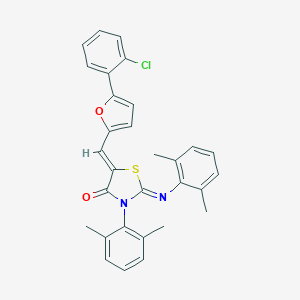 molecular formula C30H25ClN2O2S B308602 5-{[5-(2-Chlorophenyl)-2-furyl]methylene}-3-(2,6-dimethylphenyl)-2-[(2,6-dimethylphenyl)imino]-1,3-thiazolidin-4-one 