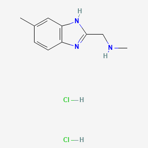 molecular formula C10H15Cl2N3 B3086020 N-甲基-1-(5-甲基-1H-苯并咪唑-2-基)甲胺二盐酸盐 CAS No. 1158445-87-4