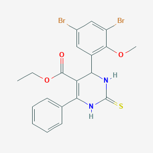 molecular formula C20H18Br2N2O3S B308603 Ethyl 4-(3,5-dibromo-2-methoxyphenyl)-6-phenyl-2-thioxo-1,2,3,4-tetrahydro-5-pyrimidinecarboxylate 