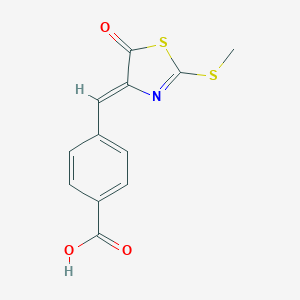 molecular formula C12H9NO3S2 B308604 4-[(2-(methylsulfanyl)-5-oxo-1,3-thiazol-4(5H)-ylidene)methyl]benzoic acid 