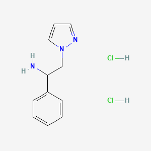 molecular formula C11H15Cl2N3 B3086076 [1-Phenyl-2-(1H-pyrazol-1-yl)ethyl]amine dihydrochloride CAS No. 1158481-95-8