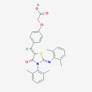 molecular formula C28H26N2O4S B308618 {4-[(Z)-{(2Z)-3-(2,6-dimethylphenyl)-2-[(2,6-dimethylphenyl)imino]-4-oxo-1,3-thiazolidin-5-ylidene}methyl]phenoxy}acetic acid 