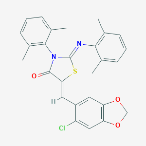 molecular formula C27H23ClN2O3S B308622 5-[(6-Chloro-1,3-benzodioxol-5-yl)methylene]-3-(2,6-dimethylphenyl)-2-[(2,6-dimethylphenyl)imino]-1,3-thiazolidin-4-one 