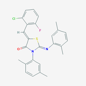 molecular formula C26H22ClFN2OS B308628 5-(2-Chloro-6-fluorobenzylidene)-3-(2,5-dimethylphenyl)-2-[(2,5-dimethylphenyl)imino]-1,3-thiazolidin-4-one 