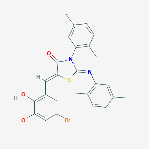 molecular formula C27H25BrN2O3S B308629 5-(5-Bromo-2-hydroxy-3-methoxybenzylidene)-3-(2,5-dimethylphenyl)-2-[(2,5-dimethylphenyl)imino]-1,3-thiazolidin-4-one 
