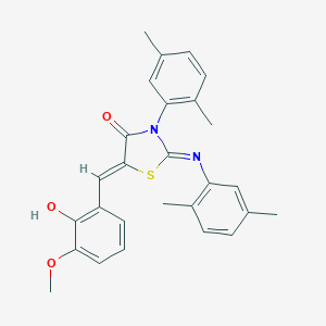 molecular formula C27H26N2O3S B308630 3-(2,5-Dimethylphenyl)-2-[(2,5-dimethylphenyl)imino]-5-(2-hydroxy-3-methoxybenzylidene)-1,3-thiazolidin-4-one 