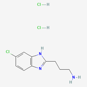 molecular formula C10H14Cl3N3 B3086324 3-(5-chloro-1H-benzimidazol-2-yl)propan-1-amine dihydrochloride CAS No. 1158738-89-6