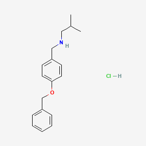 molecular formula C18H24ClNO B3086418 {[4-(Benzyloxy)phenyl]methyl}(2-methylpropyl)amine hydrochloride CAS No. 1158792-89-2
