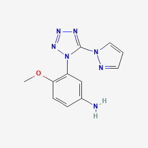 molecular formula C11H11N7O B3086442 4-methoxy-3-[5-(1H-pyrazol-1-yl)-1H-tetrazol-1-yl]aniline CAS No. 1159695-35-8