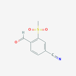 molecular formula C9H7NO3S B3086685 4-Formyl-3-(methylsulfonyl)benzonitrile CAS No. 1161921-93-2