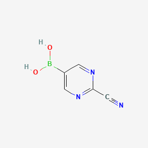 molecular formula C5H4BN3O2 B3086750 (2-Cyanopyrimidin-5-YL)boronic acid CAS No. 1164100-81-5