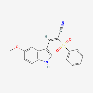 molecular formula C18H14N2O3S B3086761 3-(5-methoxy-1H-indol-3-yl)-2-(phenylsulfonyl)acrylonitrile CAS No. 1164474-01-4