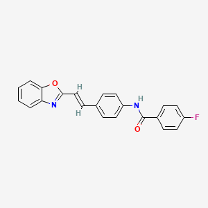 molecular formula C22H15FN2O2 B3086777 N-{4-[(E)-2-(1,3-benzoxazol-2-yl)ethenyl]phenyl}-4-fluorobenzenecarboxamide CAS No. 1164495-73-1