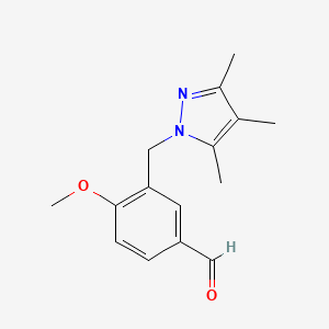 molecular formula C15H18N2O2 B3087016 4-Methoxy-3-[(3,4,5-trimethyl-1H-pyrazol-1-yl)-methyl]benzaldehyde CAS No. 1170380-50-3