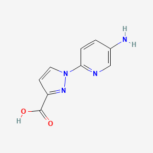 molecular formula C9H8N4O2 B3087025 1-(5-aminopyridin-2-yl)-1H-pyrazole-3-carboxylic acid CAS No. 1170447-04-7
