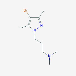 molecular formula C10H18BrN3 B3087057 N-[3-(4-bromo-3,5-dimethyl-1H-pyrazol-1-yl)propyl]-N,N-dimethylamine CAS No. 1170608-73-7