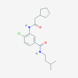 molecular formula C19H27ClN2O2 B308706 4-chloro-3-[(cyclopentylacetyl)amino]-N-isopentylbenzamide 