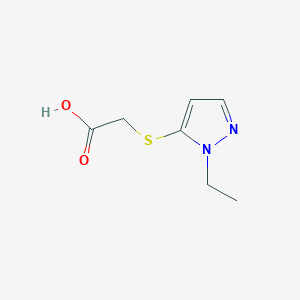 molecular formula C7H10N2O2S B3087080 2-((1-Ethyl-1H-pyrazol-5-yl)thio)acetic acid CAS No. 1170889-48-1