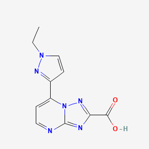 molecular formula C11H10N6O2 B3087094 7-(1-ethyl-1H-pyrazol-3-yl)[1,2,4]triazolo[1,5-a]pyrimidine-2-carboxylic acid CAS No. 1171033-76-3