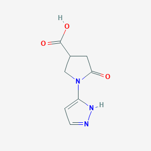 molecular formula C8H9N3O3 B3087098 5-oxo-1-(1H-pyrazol-3-yl)pyrrolidine-3-carboxylic acid CAS No. 1171036-90-0