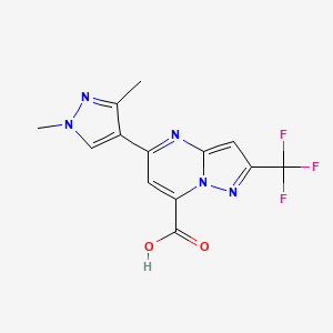 molecular formula C13H10F3N5O2 B3087101 5-(1,3-dimethyl-1H-pyrazol-4-yl)-2-(trifluoromethyl)pyrazolo[1,5-a]pyrimidine-7-carboxylic acid CAS No. 1171045-38-7