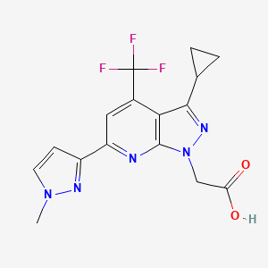 molecular formula C16H14F3N5O2 B3087136 2-(3-环丙基-6-(1-甲基-1H-吡唑-3-基)-4-(三氟甲基)-1H-吡唑并[3,4-b]吡啶-1-基)乙酸 CAS No. 1171414-61-1