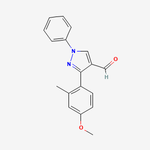 molecular formula C18H16N2O2 B3087164 3-(4-methoxy-2-methylphenyl)-1-phenyl-1H-pyrazole-4-carbaldehyde CAS No. 1171574-20-1