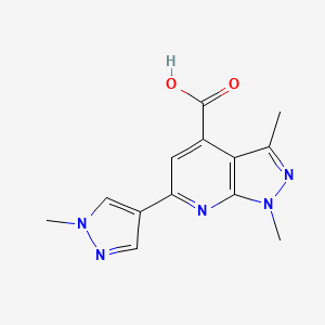 molecular formula C13H13N5O2 B3087210 1,3-dimethyl-6-(1-methyl-1H-pyrazol-4-yl)-1H-pyrazolo[3,4-b]pyridine-4-carboxylic acid CAS No. 1171848-55-7