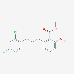 molecular formula C18H18Cl2O3 B3087239 2-[3-(2,4-Dichloro-phenyl)-propyl]-6-methoxy-benzoic acid methyl ester CAS No. 1171923-45-7