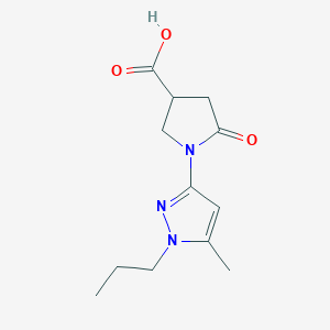 molecular formula C12H17N3O3 B3087285 1-(5-methyl-1-propyl-1H-pyrazol-3-yl)-5-oxopyrrolidine-3-carboxylic acid CAS No. 1172320-01-2