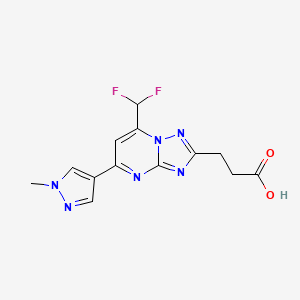 molecular formula C13H12F2N6O2 B3087348 3-(7-(二氟甲基)-5-(1-甲基-1H-吡唑-4-基)-[1,2,4]三唑并[1,5-a]嘧啶-2-基)丙酸 CAS No. 1172979-07-5