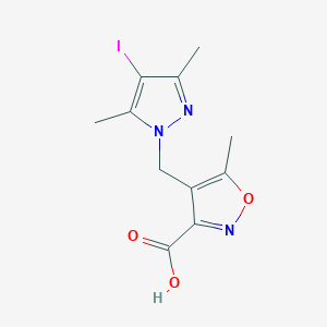 molecular formula C11H12IN3O3 B3087360 4-[(4-iodo-3,5-dimethyl-1H-pyrazol-1-yl)methyl]-5-methylisoxazole-3-carboxylic acid CAS No. 1172991-33-1