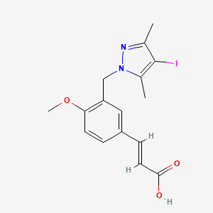 molecular formula C16H17IN2O3 B3087417 (2E)-3-{3-[(4-Iodo-3,5-dimethyl-1H-pyrazol-1-YL)-methyl]-4-methoxyphenyl}acrylic acid CAS No. 1173463-34-7