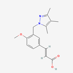 molecular formula C17H20N2O3 B3087422 (2E)-3-{4-methoxy-3-[(3,4,5-trimethyl-1H-pyrazol-1-yl)methyl]phenyl}acrylic acid CAS No. 1173492-85-7