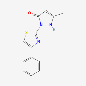 molecular formula C13H11N3OS B3087542 3-methyl-1-(4-phenyl-1,3-thiazol-2-yl)-1H-pyrazol-5-ol CAS No. 117480-98-5