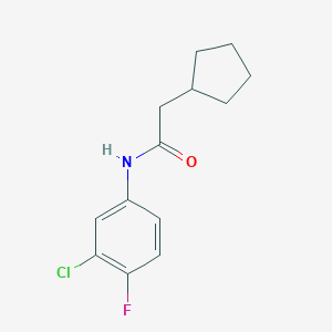 molecular formula C13H15ClFNO B308755 N-(3-chloro-4-fluorophenyl)-2-cyclopentylacetamide 