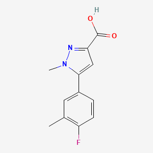 molecular formula C12H11FN2O2 B3087621 5-(4-fluoro-3-methylphenyl)-1-methyl-1H-pyrazole-3-carboxylic acid CAS No. 1176469-11-6