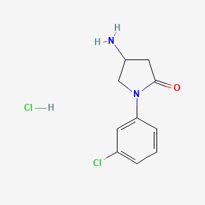 molecular formula C10H12Cl2N2O B3087694 4-Amino-1-(3-chlorophenyl)-2-pyrrolidinone hydrochloride CAS No. 1177291-26-7