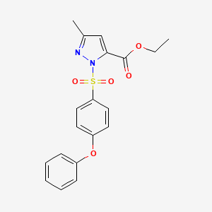 molecular formula C19H18N2O5S B3087781 Ethyl 3-methyl-1-(4-phenoxybenzenesulfonyl)-1H-pyrazole-5-carboxylate CAS No. 1177343-95-1