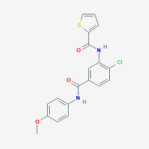 molecular formula C19H15ClN2O3S B308792 N-{2-chloro-5-[(4-methoxyanilino)carbonyl]phenyl}-2-thiophenecarboxamide 
