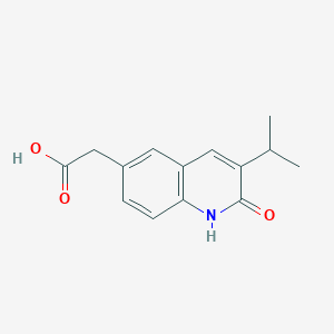 molecular formula C14H15NO3 B3088130 2-[2-Oxo-3-(propan-2-yl)-1,2-dihydroquinolin-6-yl]acetic acid CAS No. 1181805-65-1
