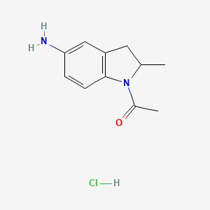 molecular formula C11H15ClN2O B3088322 1-(5-Amino-2-methyl-2,3-dihydro-indol-1-YL)-ethanone hydrochloride CAS No. 1185109-69-6