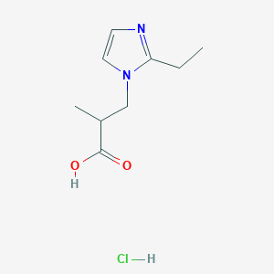 molecular formula C9H15ClN2O2 B3088375 3-(2-Ethyl-imidazol-1-yl)-2-methyl-propionic acid hydrochloride CAS No. 1185293-54-2
