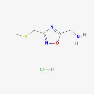molecular formula C5H10ClN3OS B3088384 盐酸{3-[(甲硫基)甲基]-1,2,4-恶二唑-5-基}甲胺 CAS No. 1185294-03-4
