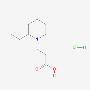 molecular formula C10H20ClNO2 B3088401 3-(2-Ethylpiperidin-1-yl)propanoic acid hydrochloride CAS No. 1185294-51-2