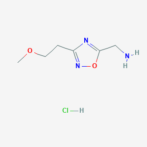 molecular formula C6H12ClN3O2 B3088407 1-[3-(2-Methoxyethyl)-1,2,4-oxadiazol-5-YL]methanamine hydrochloride CAS No. 1185294-83-0